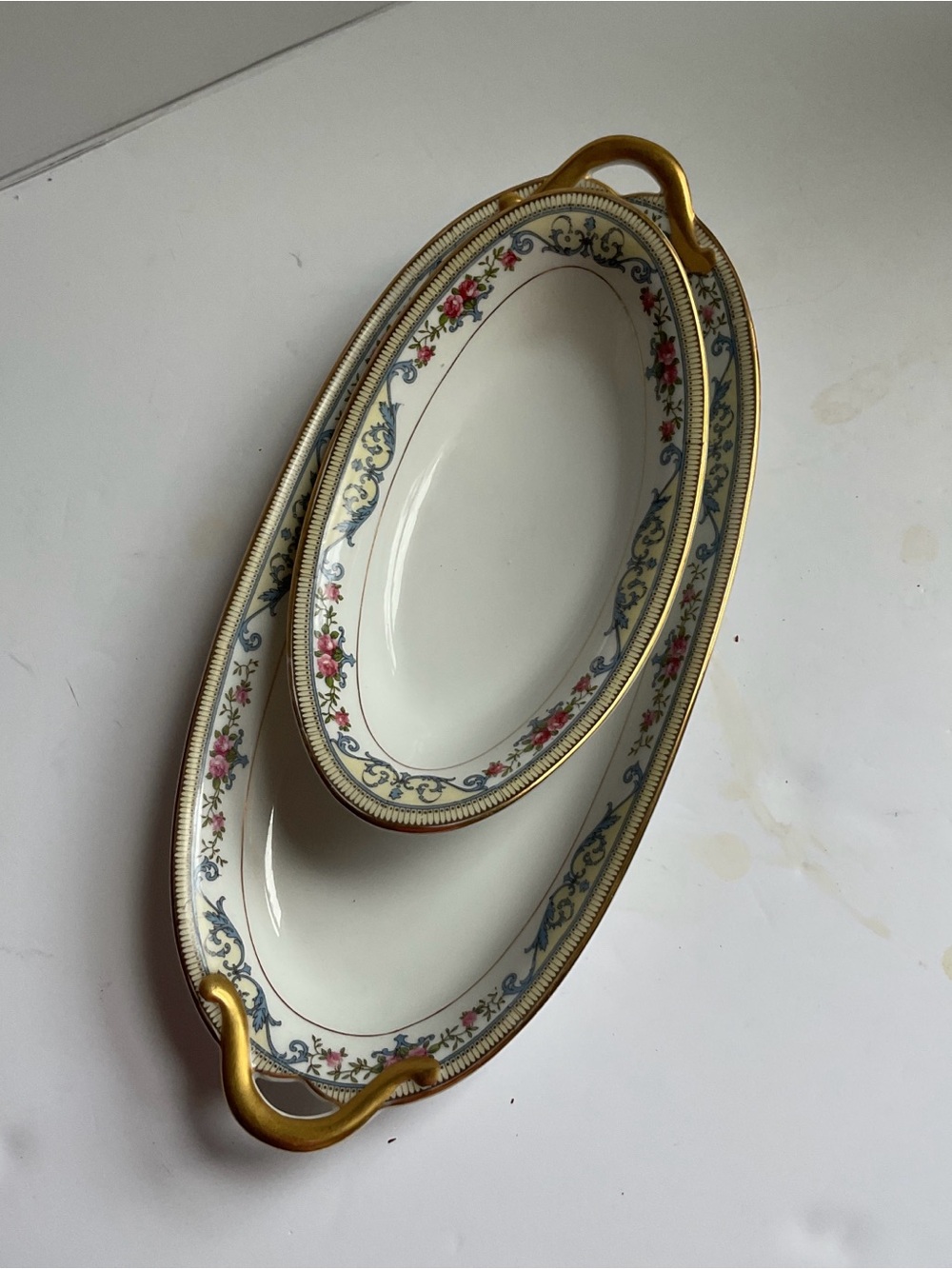 Noritake set of two Serving Platter with Gold gilt.